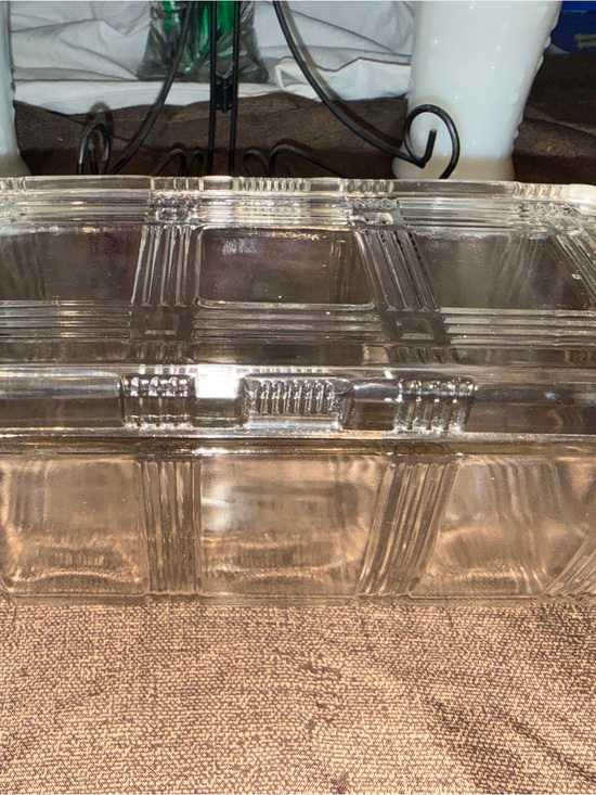 Other - Vintage Clear Glass Refrigerator Dish w/Lid Rectangular Ribbed